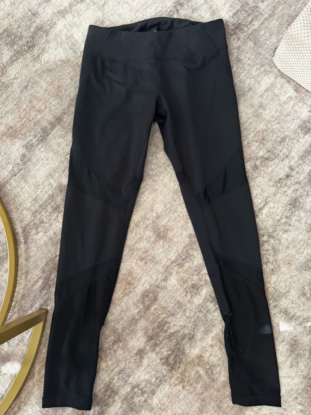 Zella Black Mesh-Panel Leggings M